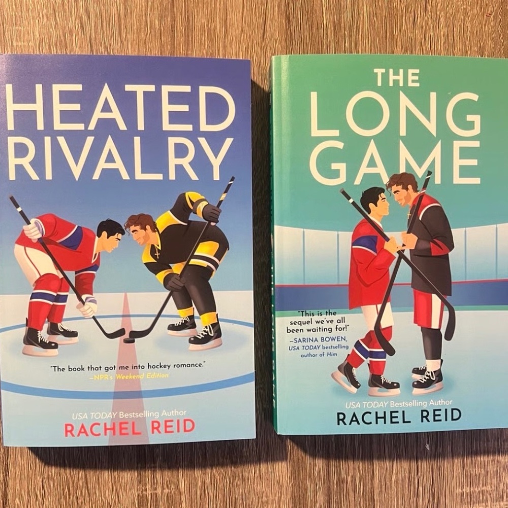 Heated Rivalry and The Long Game book by Rachel Reid